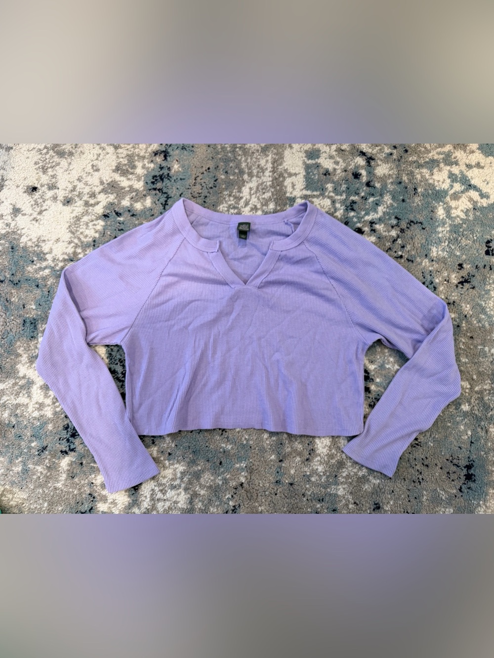 NWOT Wild Fable Women’s Lilac Long-Sleeve Cropped Waffle Top - L